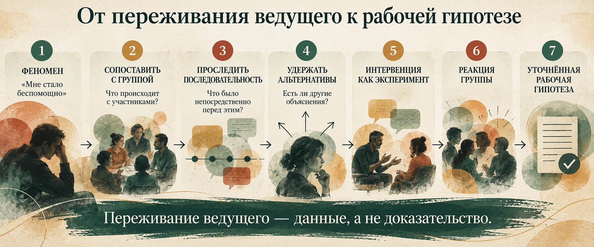 Схема проверки гипотезы ведущего о фигуре группы